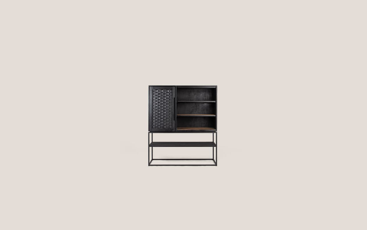 Karma Charcoal Cabinet 1 Door 3 Shelves 1 Open Rack (Missing Original Packaging)