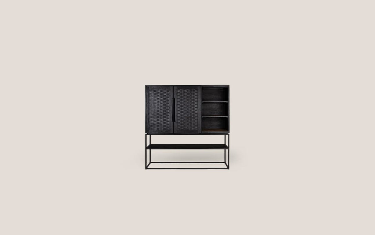 Karma Charcoal Cabinet 2 Doors 3 Shelves 1 Open Rack (Missing Original Packaging)