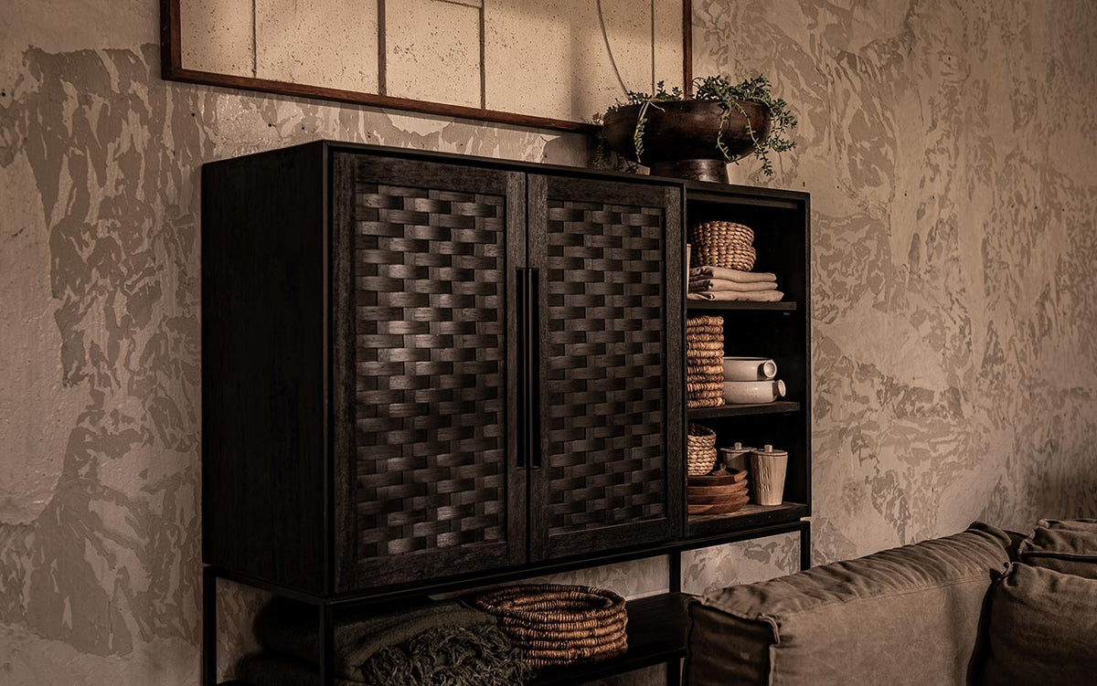 Karma Charcoal Cabinet 2 Doors 3 Shelves 1 Open Rack (Missing Original Packaging)