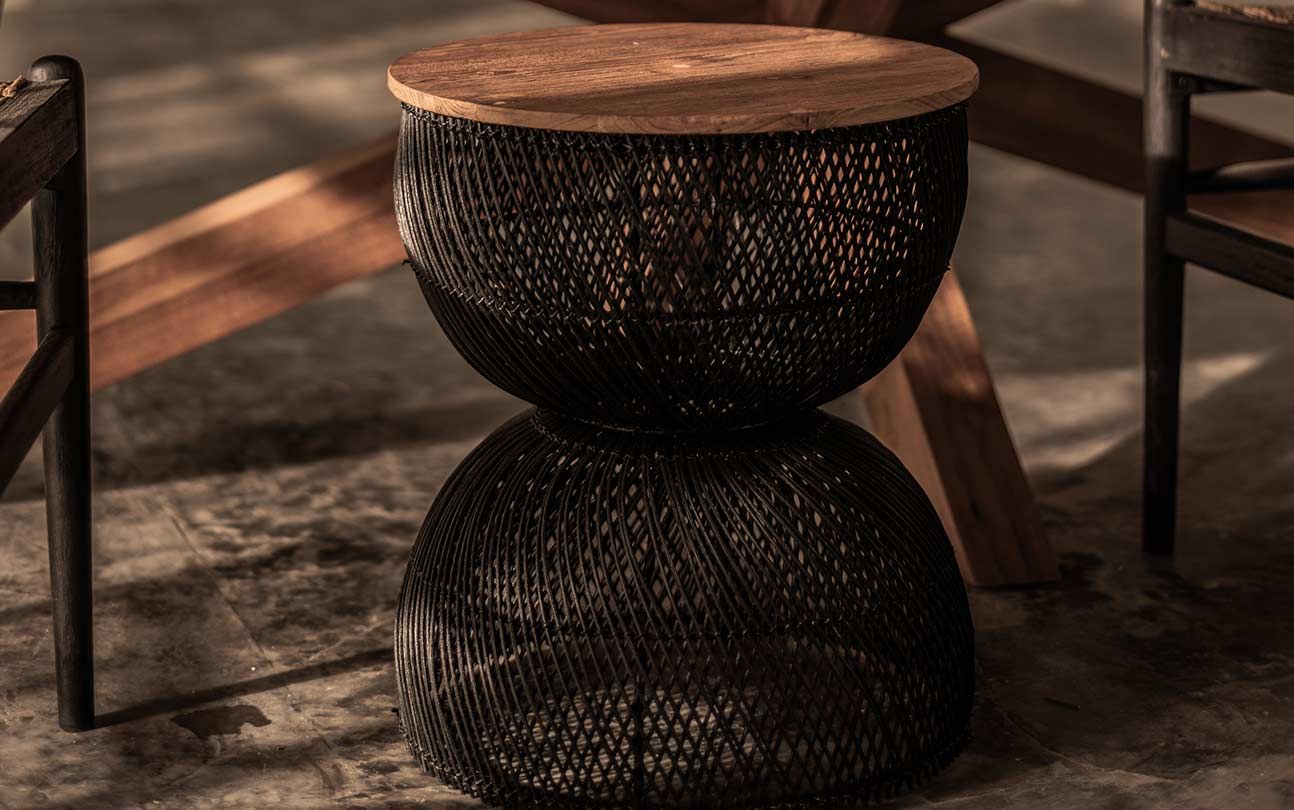 Collectables wave side table charcoal