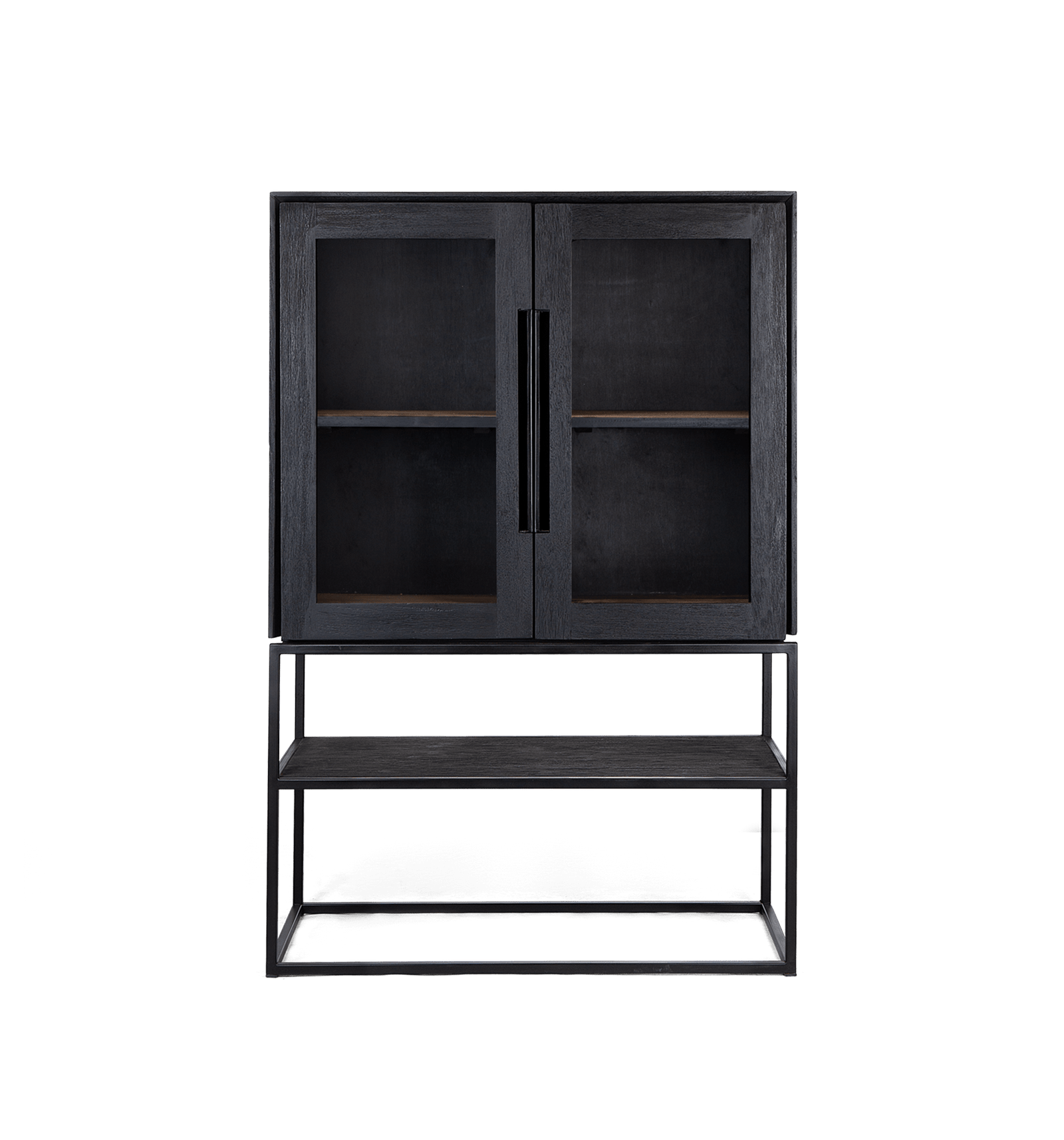 Karma Charcoal Cabinet 2 Glass Doors 1 Open Rack