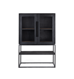 Karma Charcoal Cabinet 2 Glass Doors 1 Open Rack
