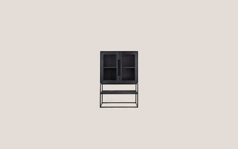Karma Charcoal Cabinet 2 Glass Doors 1 Open Rack