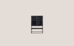 Karma Charcoal Cabinet 2 Glass Doors 1 Open Rack