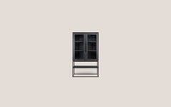 Karma Charcoal Cabinet 2 Glass Doors 1 Open Rack B