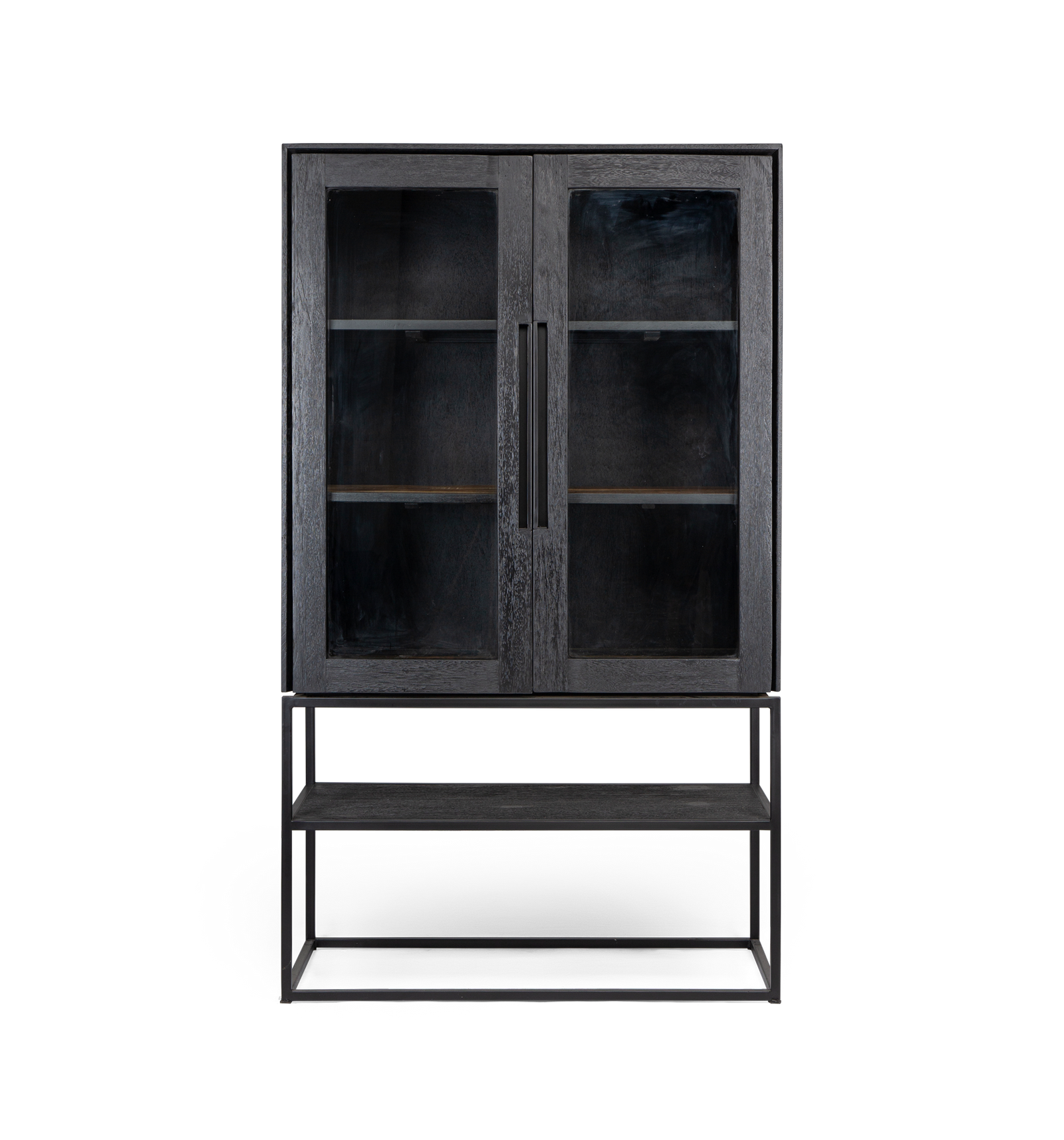 Karma Charcoal Cabinet 2 Glass Doors 1 Open Rack B