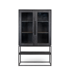 Karma Charcoal Cabinet 2 Glass Doors 1 Open Rack B
