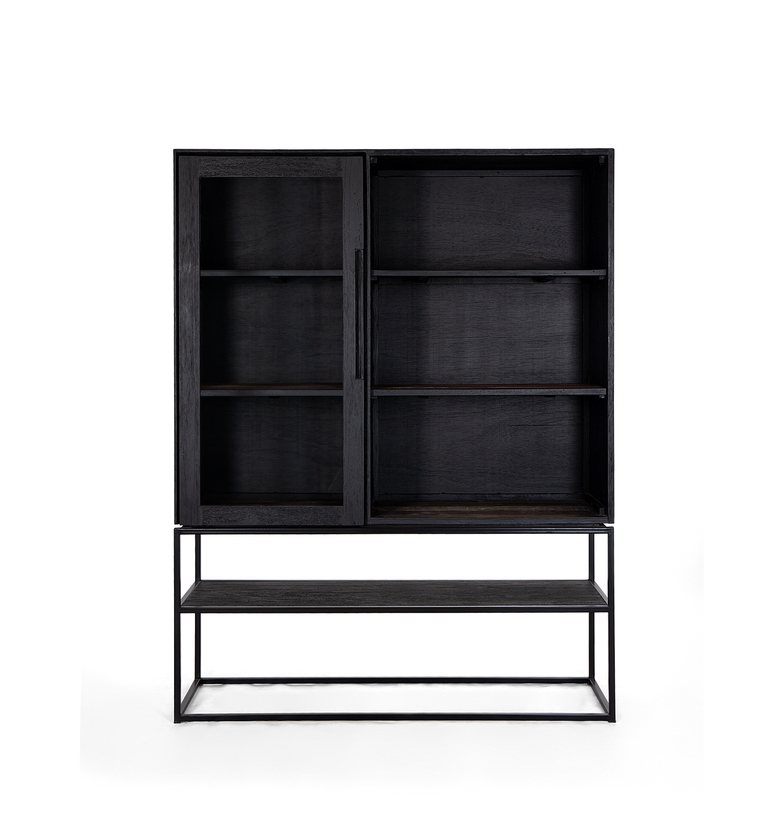 Karma Charcoal Cabinet 1 Glass Doors 3 Shelves 1 Open Rack (New in Box)