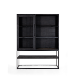 Karma Charcoal Cabinet 1 Glass Doors 3 Shelves 1 Open Rack (New in Box)