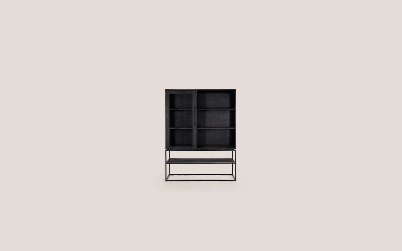 Karma Charcoal Cabinet 1 Glass Doors 3 Shelves 1 Open Rack (New in Box)