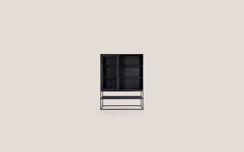 Karma Charcoal Cabinet 1 Glass Doors 3 Shelves 1 Open Rack (New in Box)