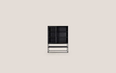 Karma Charcoal Cabinet 1 Glass Doors 3 Shelves 1 Open Rack (New in Box)