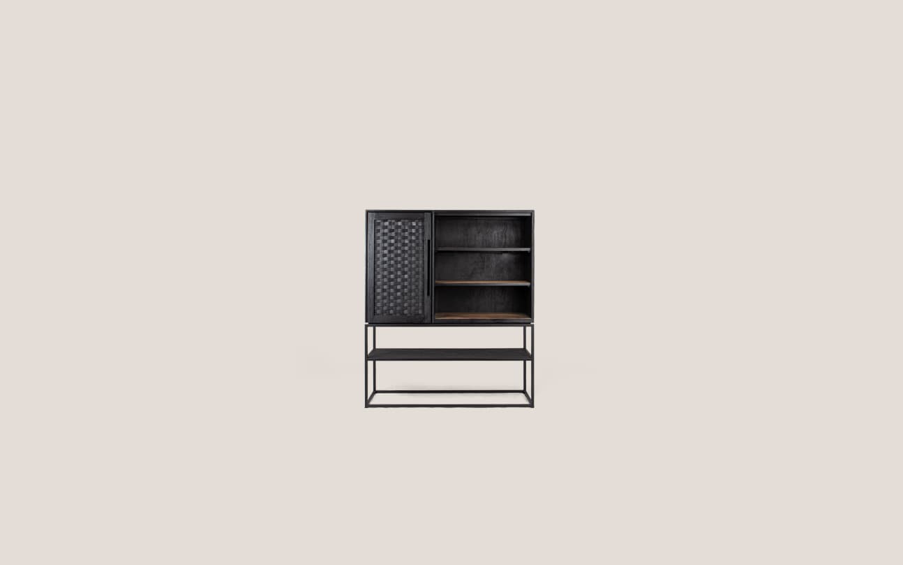 Karma Charcoal Cabinet 1 Door 3 Shelves 1 Open Rack (Missing Original Packaging)