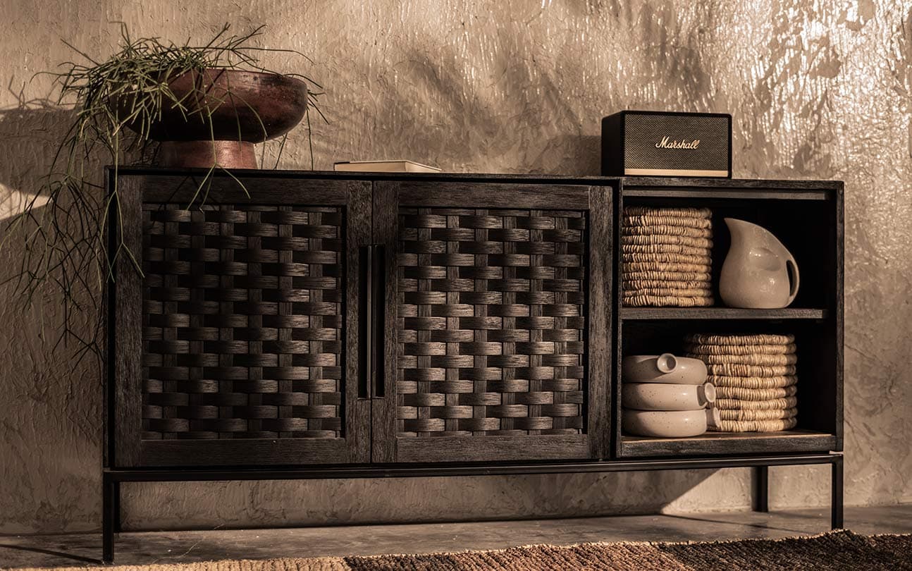 Karma Charcoal Low Dresser 2 Doors 2 Shelves