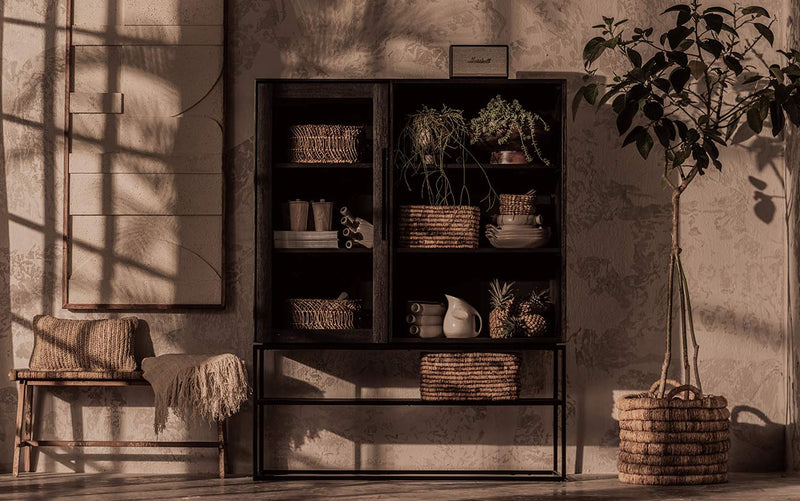 Karma Charcoal Cabinet 1 Glass Doors 3 Shelves 1 Open Rack (New in Box)