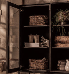 Karma Charcoal Cabinet 1 Glass Doors 3 Shelves 1 Open Rack (Missing Original Packaging)