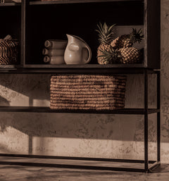 Karma Charcoal Cabinet 2 Glass Doors 1 Open Rack B