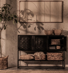 Karma Charcoal High Dresser 3 Doors 1 Open Rack