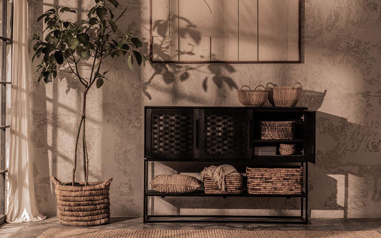 Karma Charcoal High Dresser 3 Doors 1 Open Rack