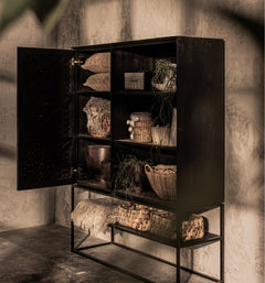 Karma Charcoal Cabinet 1 Door 3 Shelves 1 Open Rack (New in Box)