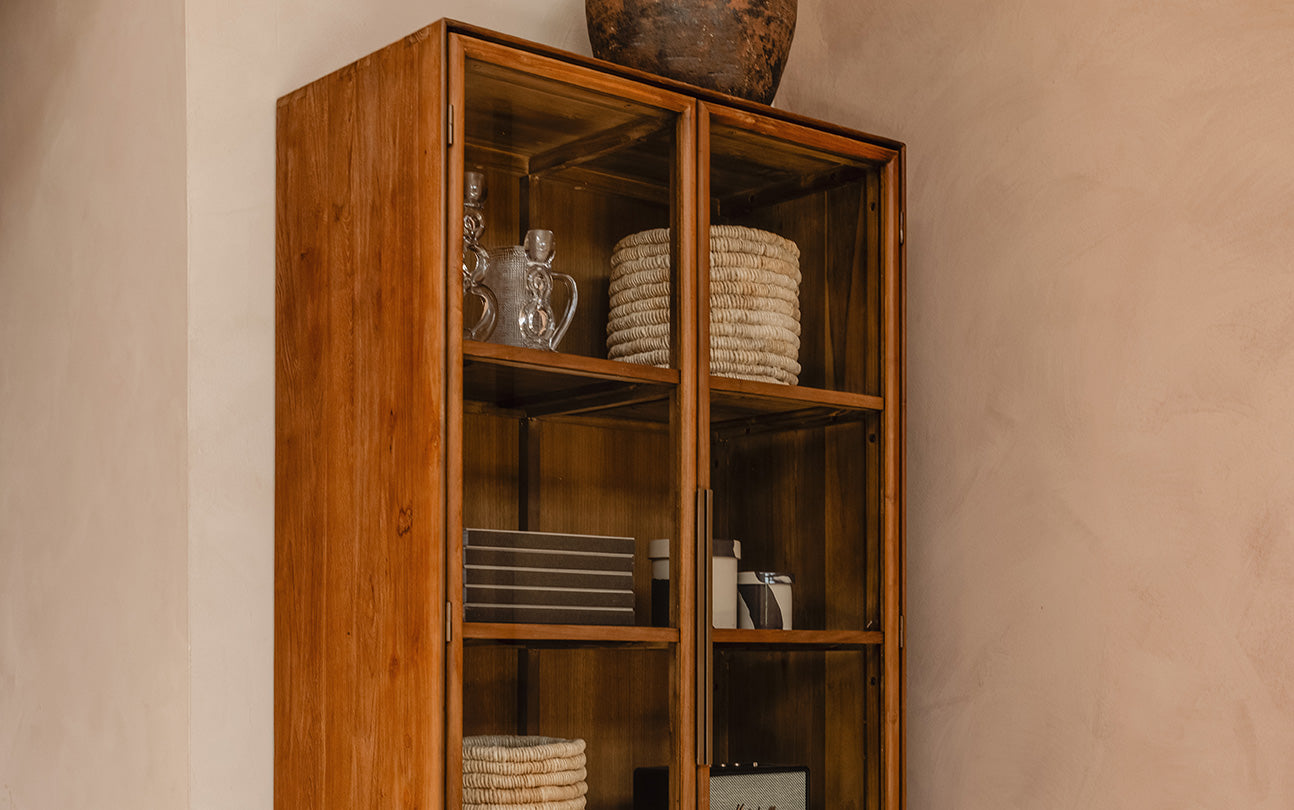 Grace Cabinet 2 Glass Doors 1 Drawer