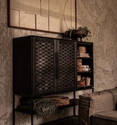 Karma Charcoal Cabinet 2 Doors 3 Shelves 1 Open Rack (Missing Original Packaging)