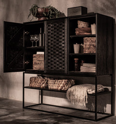 Karma Charcoal Cabinet 2 Doors 3 Shelves 1 Open Rack (New in Box)