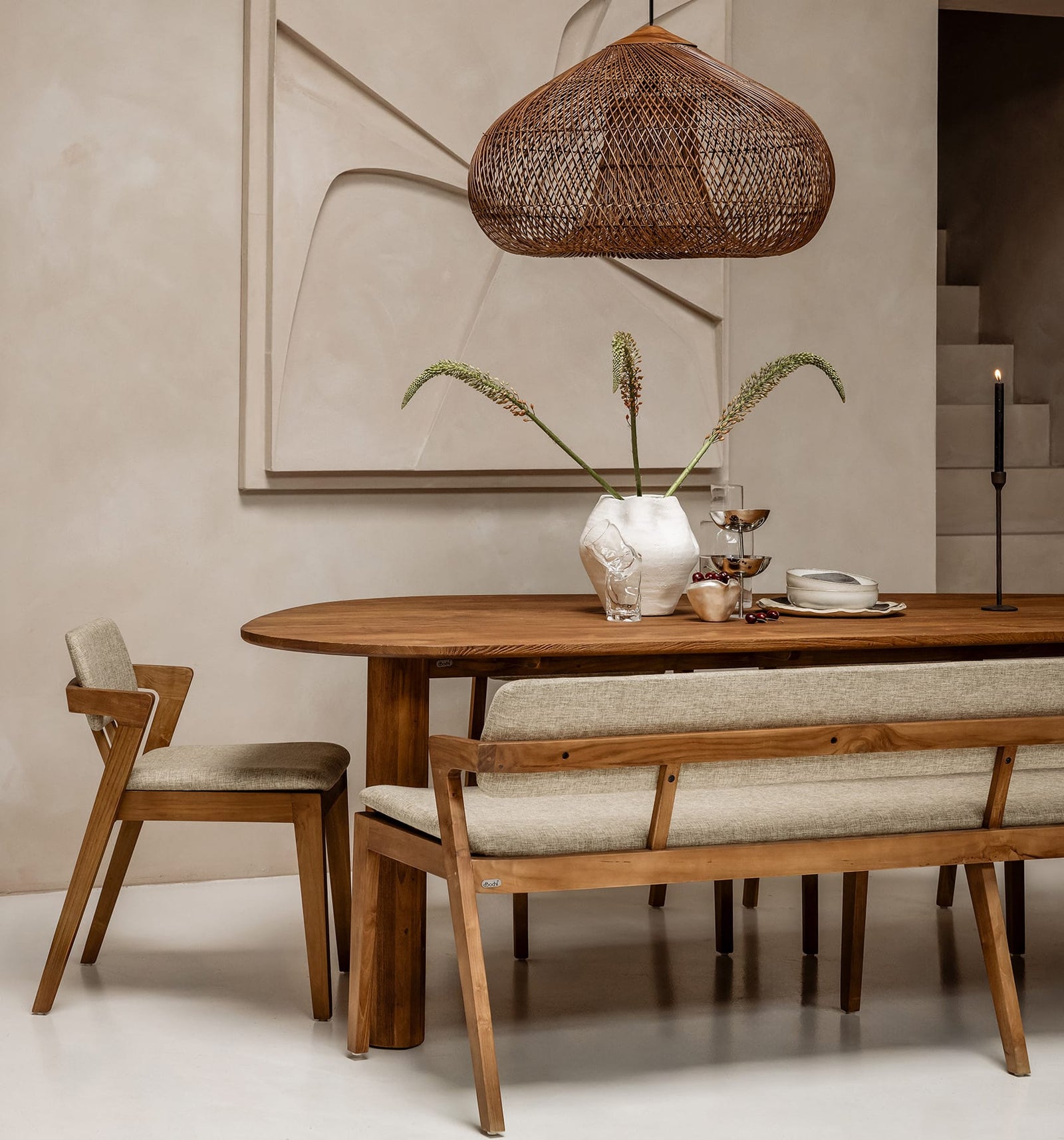 Noa Dining Table Bench Pale Khaki
