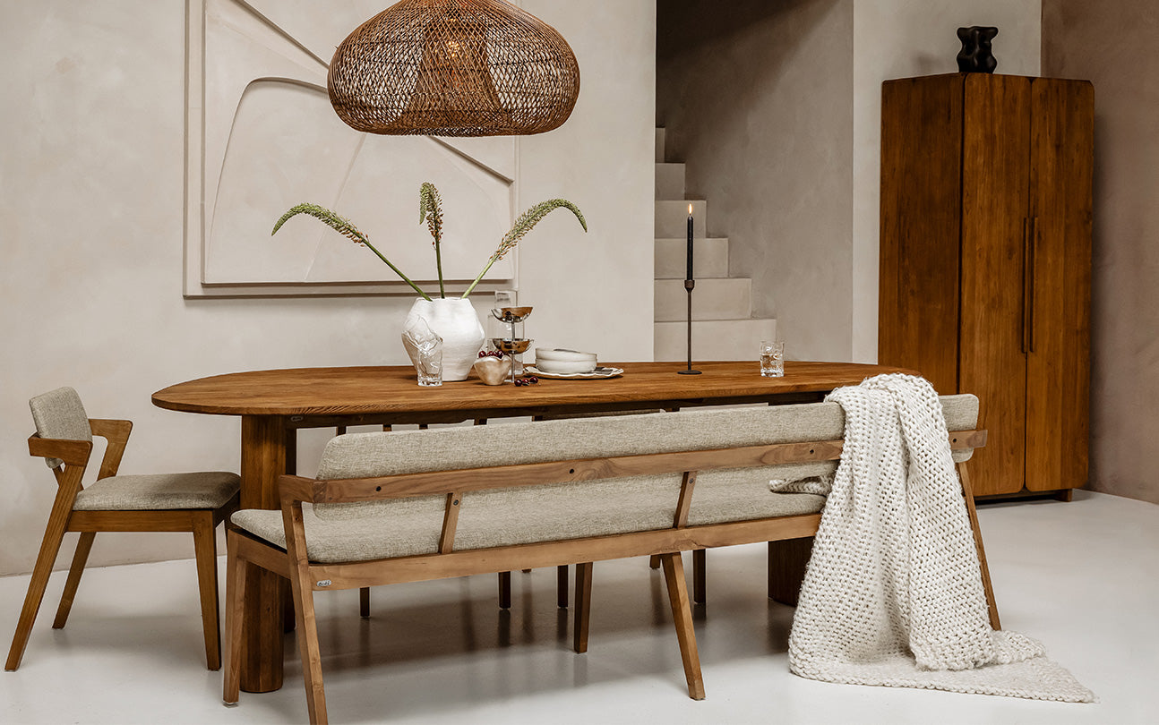 Noa Dining Table Bench Pale Khaki