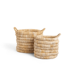 Caterpillar Sago Round Basket - Set Of 2