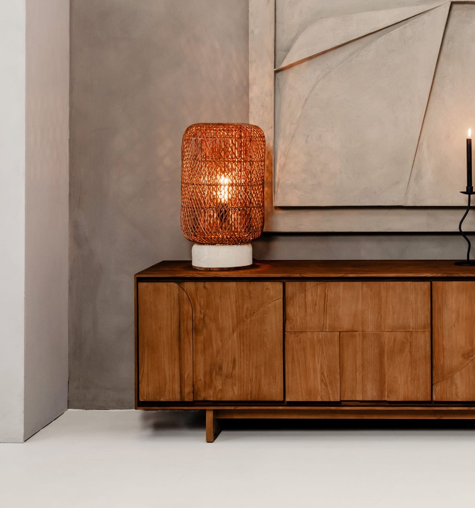 Palma Rattan Table Lamp Brown