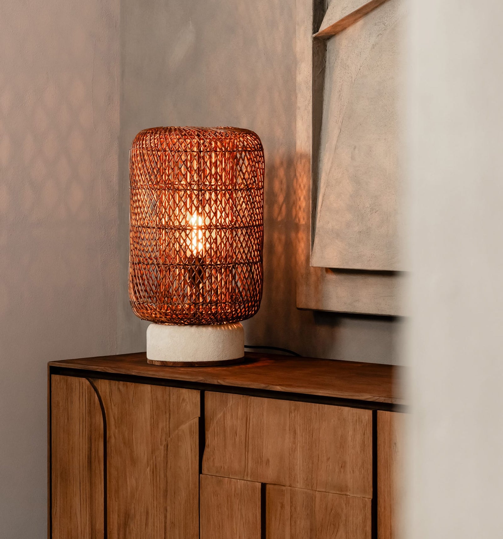 Palma Rattan Table Lamp Brown