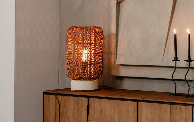 Palma Rattan Table Lamp Brown