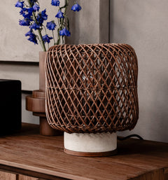 Pole Rattan Table Lamp Brown