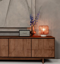 Pole Rattan Table Lamp Brown