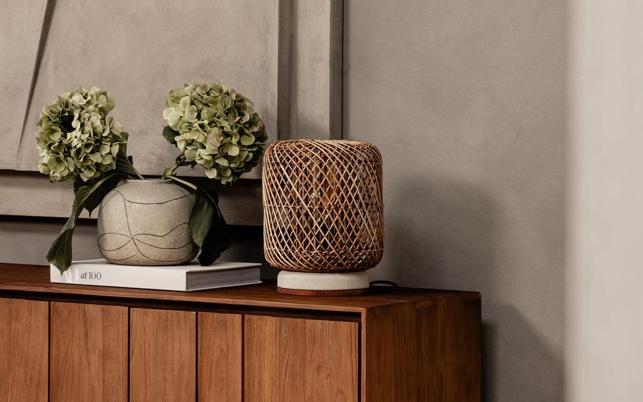 Pole Rattan Table Lamp