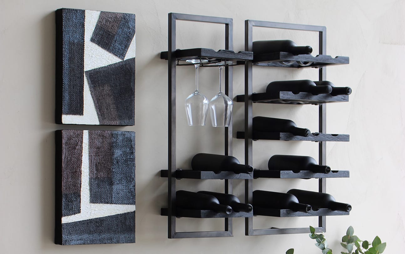 Winerack Charcoal 6 Bottles With Glass Holder Type D
