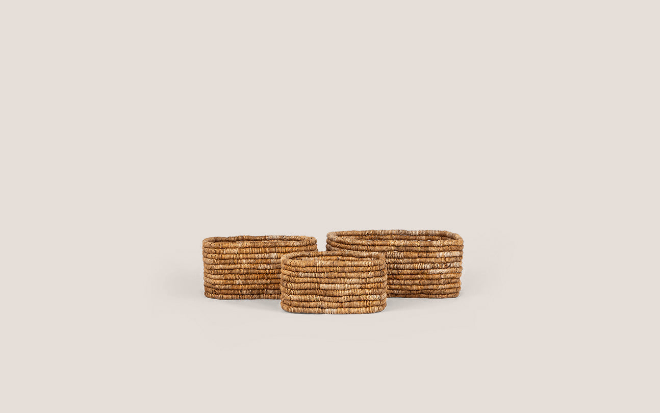 Caterpillar Ambang Rectangular Basket Two-Tone - Set Of 3