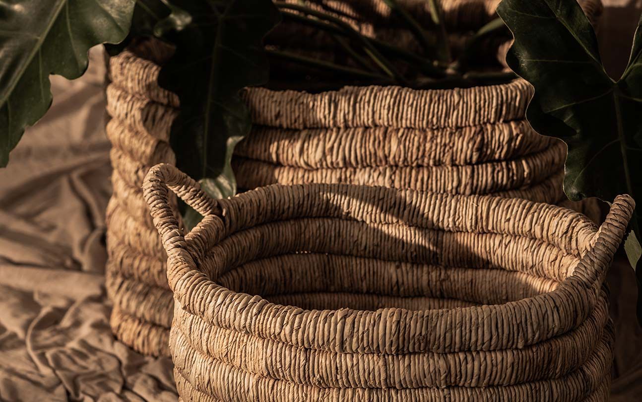 Caterpillar Sago Rectangular Basket
