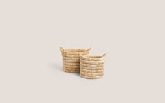 Caterpillar Sago Round Basket - Set Of 2
