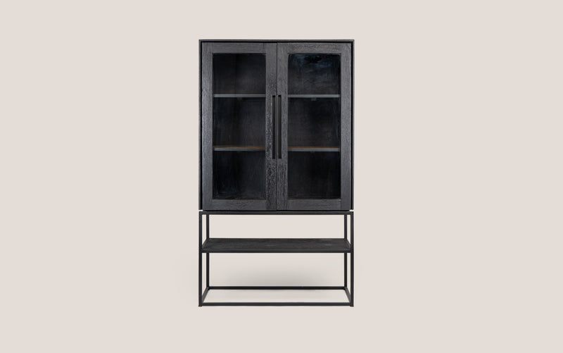Karma Charcoal Cabinet 2 Glass Doors 1 Open Rack B